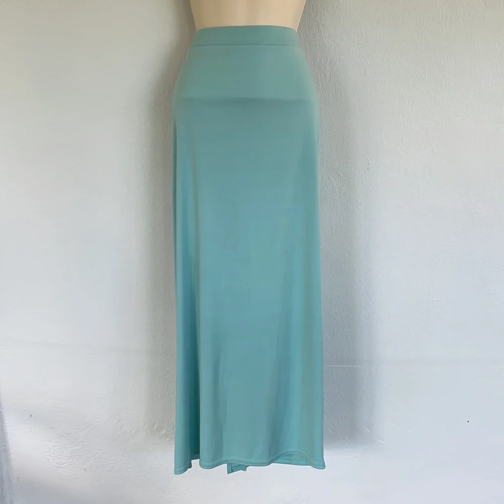Vintage Kathy Lee blue stretch sea spray 3-piece skirt set size large
